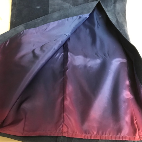 Vintage Danier Leather Suede Long High Waisted Pencil Skirt & Vest Blue M /10 - Picture 11 of 16